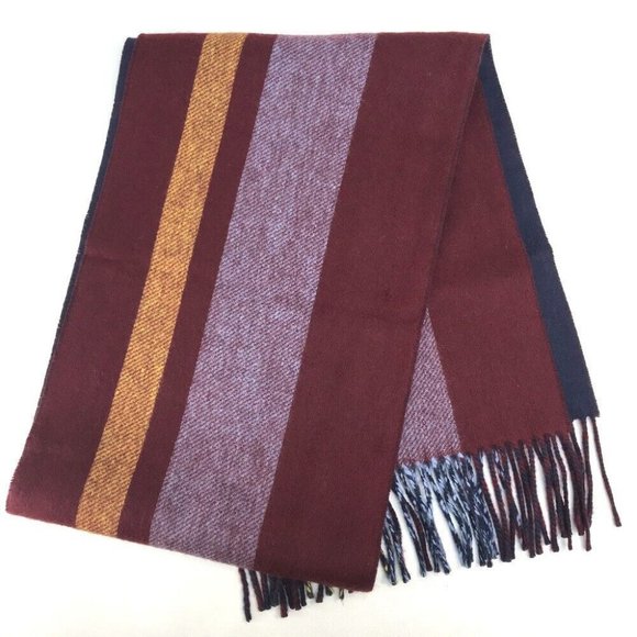 HERMES Alternate stripe With fringe Scarf Cashmere Multicolore/navy - Picture 2 of 7